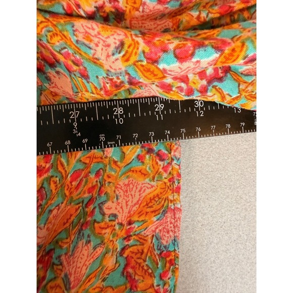 Natural Life Womens Boho Floral Mini Dress Tassel Split Neck Smocked Cuff Large - Picture 6 of 9